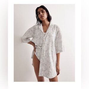 Madewell White Floral Women's Swim Cover-Up oversized size XS